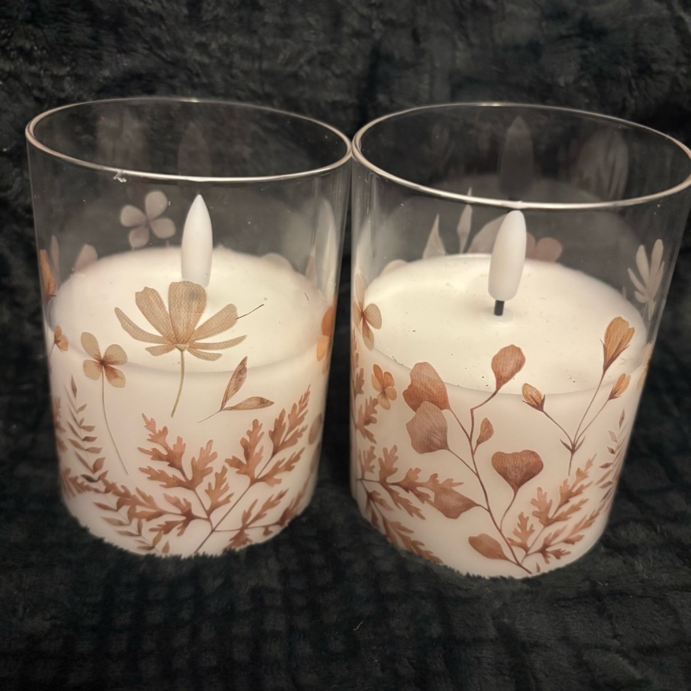 Glass LED Pillar Candle Bundle – Set of 2